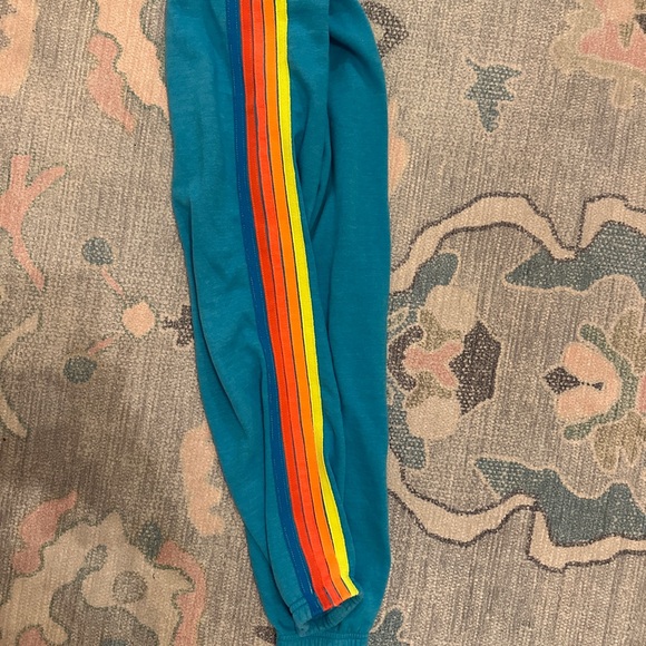 Teal Aviator Nation Sweatpants with Neon Stripes - Picture 4 of 6